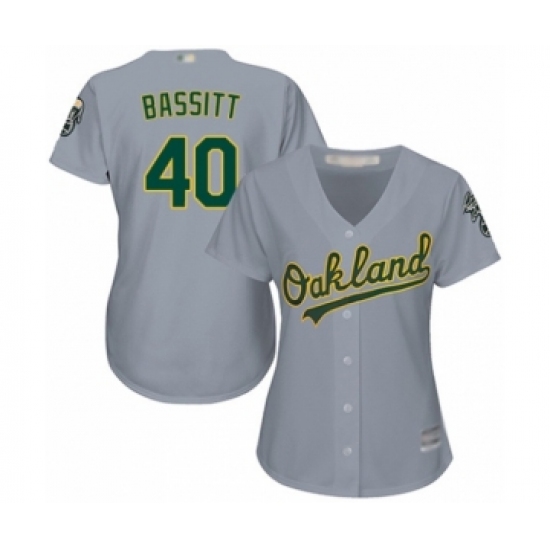 Women's Oakland Athletics 40 Chris Bassitt Authentic Grey Road Cool Base Baseball Player Jersey