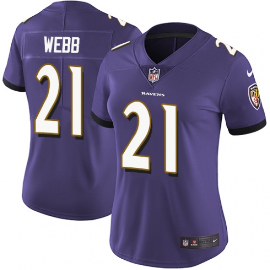 Women's Nike Baltimore Ravens 21 Lardarius Webb Purple Team Color Vapor Untouchable Limited Player NFL Jersey