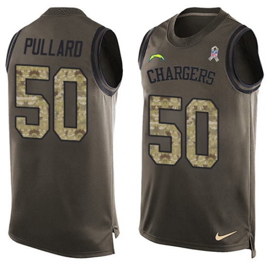 Men's Nike Los Angeles Chargers 50 Hayes Pullard Limited Green Salute to Service Tank Top NFL Jersey