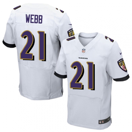 Men's Nike Baltimore Ravens 21 Lardarius Webb Elite White NFL Jersey