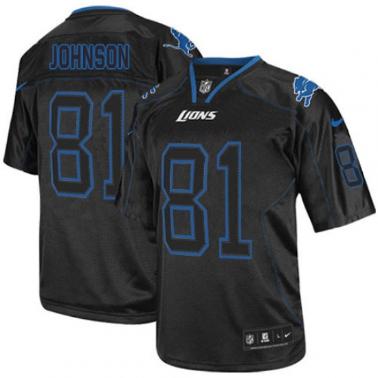 Men's Nike Detroit Lions 81 Calvin Johnson Elite Lights Out Black NFL Jersey