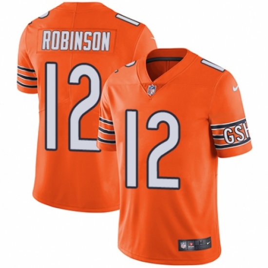 Men's Nike Chicago Bears 12 Allen Robinson Limited Orange Rush Vapor Untouchable NFL Jersey