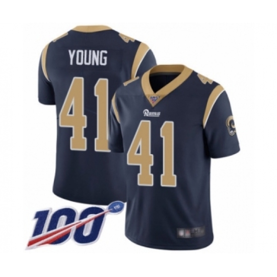 Youth Los Angeles Rams 41 Kenny Young Navy Blue Team Color Vapor Untouchable Limited Player 100th Season Football Jersey