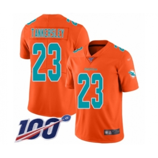 Men's Miami Dolphins 23 Cordrea Tankersley Limited Orange Inverted Legend 100th Season Football Jersey
