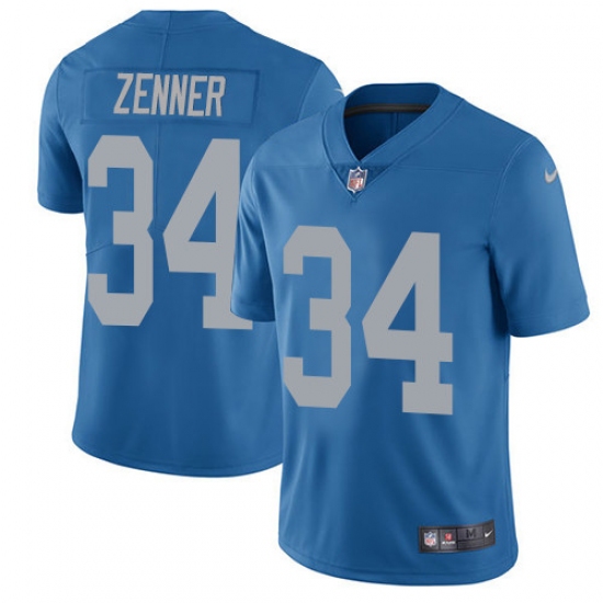 Men's Nike Detroit Lions 34 Zach Zenner Elite Blue Alternate NFL Jersey