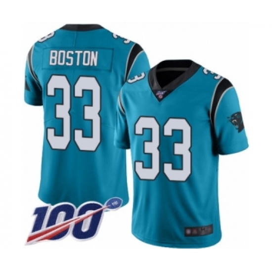 Youth Carolina Panthers 33 Tre Boston Blue Alternate Vapor Untouchable Limited Player 100th Season Football Jersey