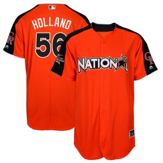 Men's Majestic Colorado Rockies 56 Greg Holland Authentic Orange National League 2017 MLB All-Star MLB Jersey