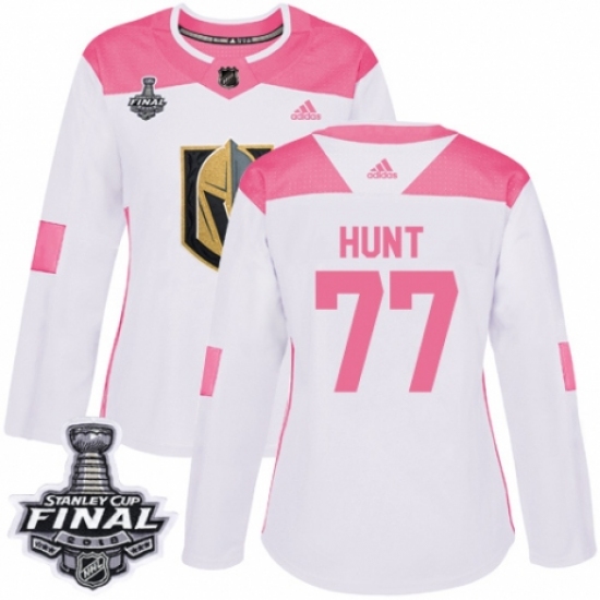 Women's Adidas Vegas Golden Knights 77 Brad Hunt Authentic White/Pink Fashion 2018 Stanley Cup Final NHL Jersey