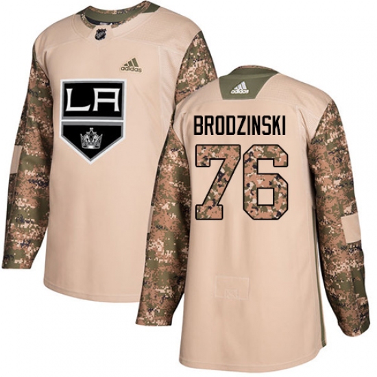 Youth Adidas Los Angeles Kings 76 Jonny Brodzinski Authentic Camo Veterans Day Practice NHL Jersey