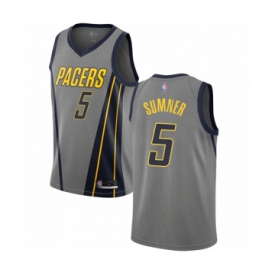 Youth Indiana Pacers 5 Edmond Sumner Swingman Gray Basketball Jersey - City Edition