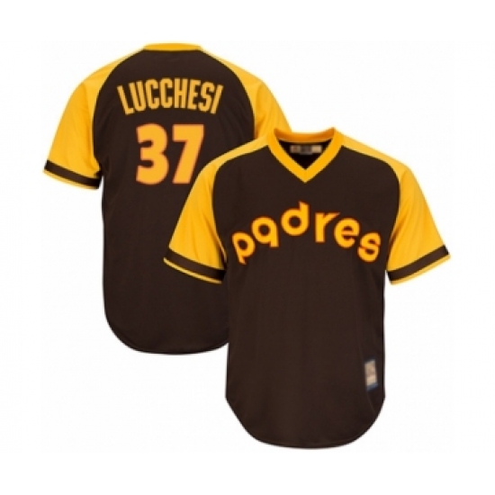 Youth San Diego Padres 37 Joey Lucchesi Authentic Brown Alternate Cooperstown Cool Base Baseball Player Jersey