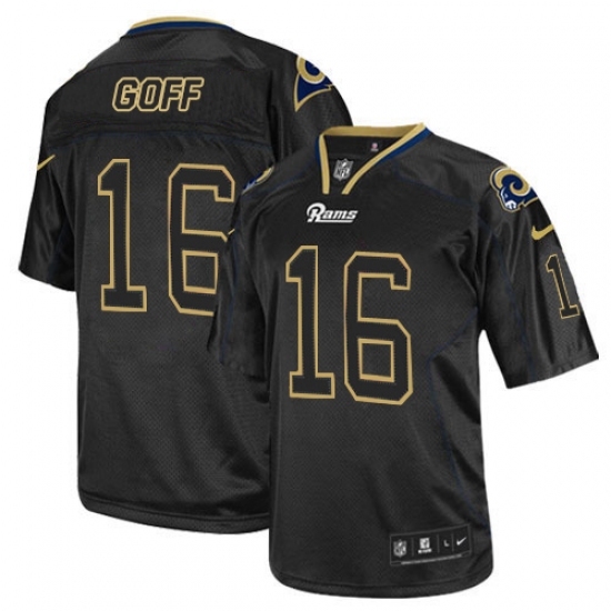 Men's Nike Los Angeles Rams 16 Jared Goff Elite Lights Out Black NFL Jersey