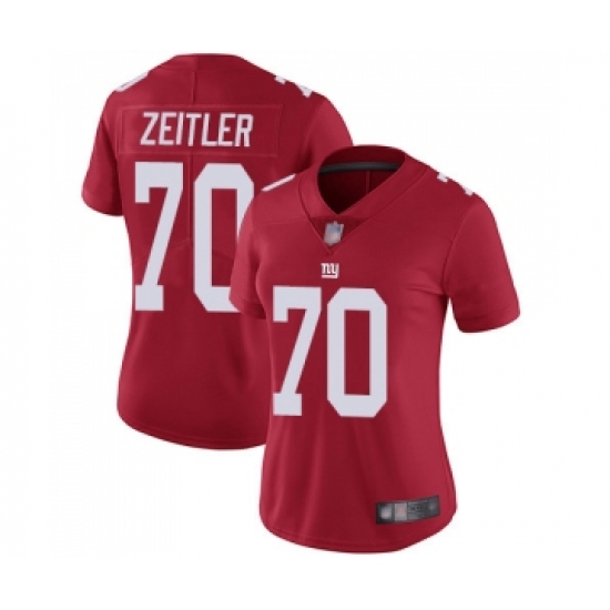 Women's New York Giants 70 Kevin Zeitler Red Alternate Vapor Untouchable Limited Player Football Jersey