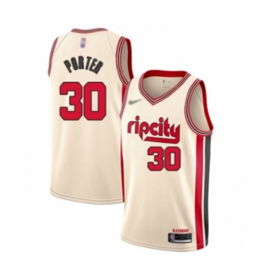 Men's Portland Trail Blazers 30 Terry Porter Swingman Cream Basketball Jersey - 2019 20 City Edition