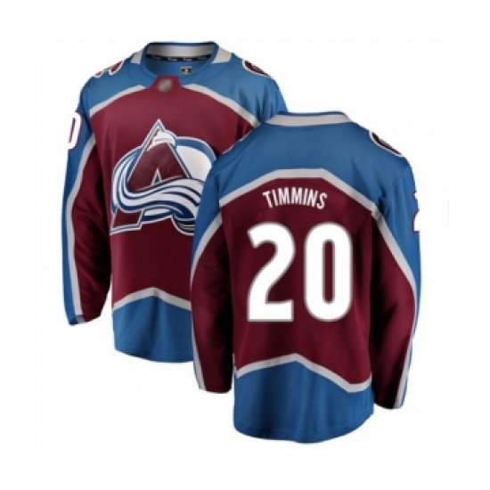 Men's Colorado Avalanche 20 Conor Timmins Authentic Maroon Home Fanatics Branded Breakaway Hockey Jersey