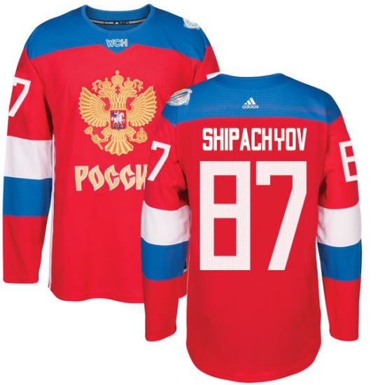Men's Adidas Team Russia 87 Vadim Shipachyov Premier Red Away 2016 World Cup of Hockey Jersey