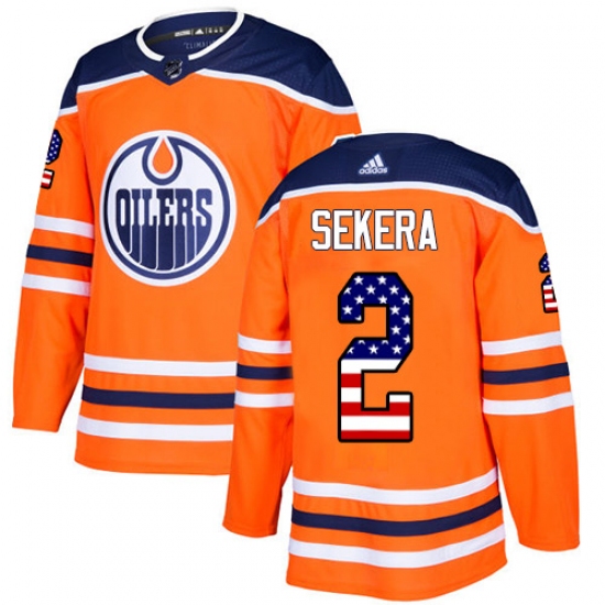 Youth Adidas Edmonton Oilers 2 Andrej Sekera Authentic Orange USA Flag Fashion NHL Jersey