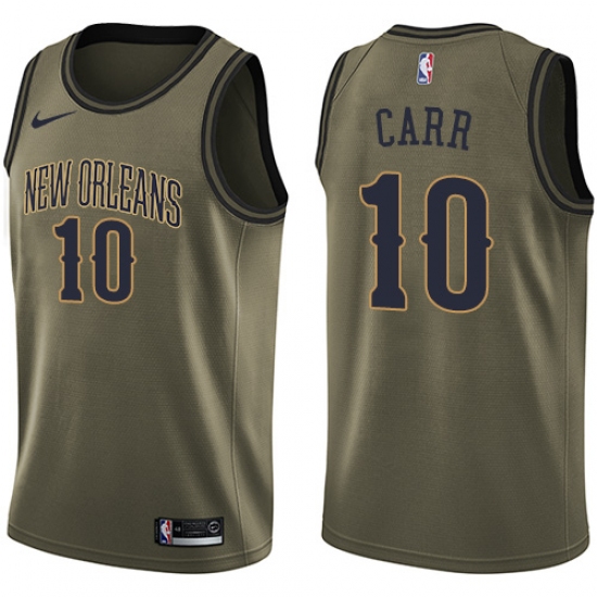 Youth Nike New Orleans Pelicans 10 Tony Carr Swingman Green Salute to Service NBA Jersey