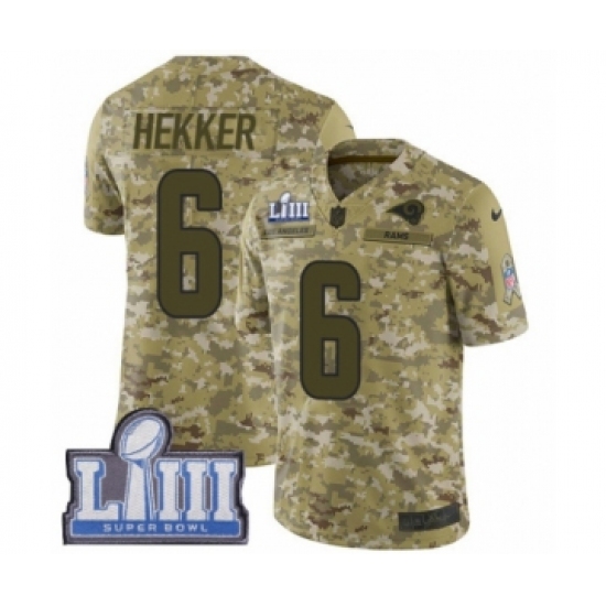 Men's Nike Los Angeles Rams 6 Johnny Hekker Limited Camo 2018 Salute to Service Super Bowl LIII Bound NFL Jersey