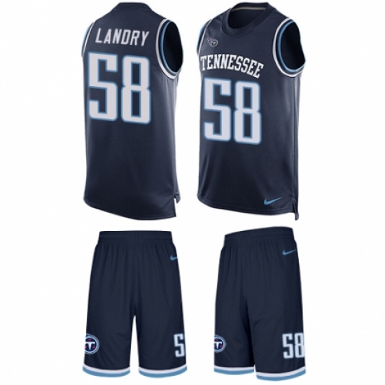 Men's Nike Tennessee Titans 58 Harold Landry Limited Navy Blue Tank Top Suit NFL Jersey