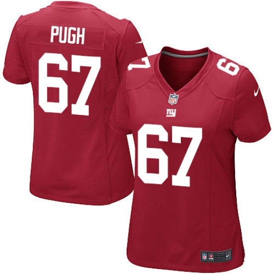 Women's Nike New York Giants 67 Justin Pugh Game Red Alternate NFL Jersey