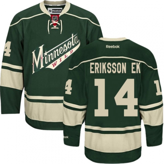 Youth Reebok Minnesota Wild 14 Joel Eriksson Ek Authentic Green Third NHL Jersey