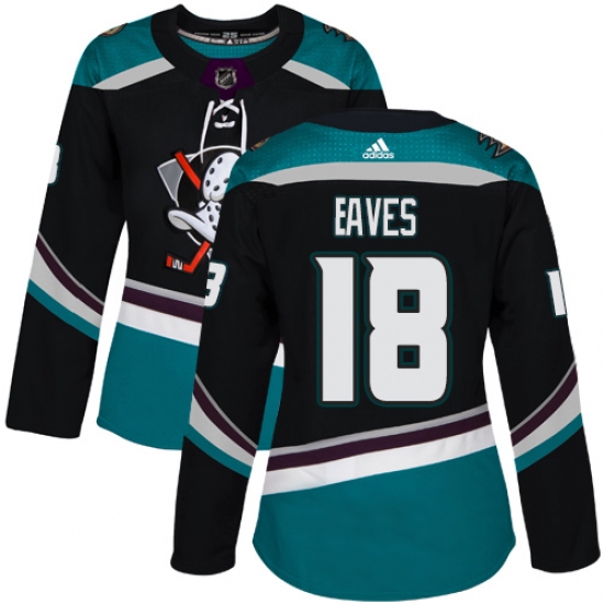 Women's Adidas Anaheim Ducks 18 Patrick Eaves Authentic Black Teal Third NHL Jersey