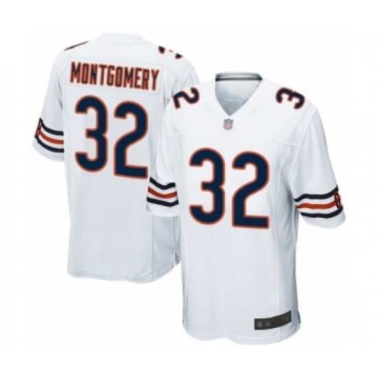 Men's Chicago Bears 32 David Montgomery Game White Football Jersey