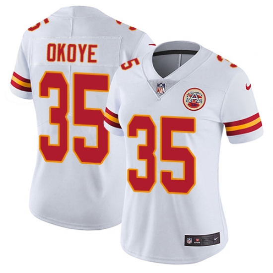 Women's Nike Kansas City Chiefs 35 Christian Okoye Elite White NFL Jersey