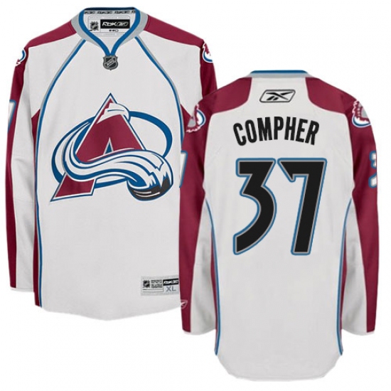 Youth Reebok Colorado Avalanche 37 J.T. Compher Authentic White Away NHL Jersey