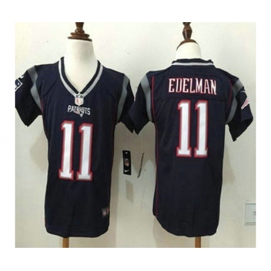 Toddler New England Patriots 11 Julian Edelman Navy Blue Team Color 2015 NFL Nike Game Jersey