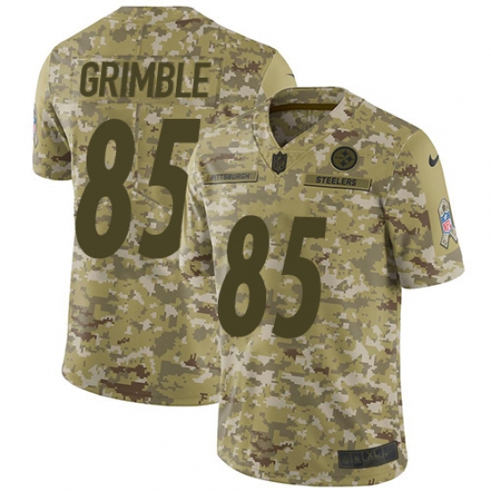 Youth Nike Pittsburgh Steelers 85 Xavier Grimble Limited Camo 2018 Salute to Service NFL Jersey