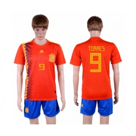 Spain 9 Torres Home Soccer Country Jersey