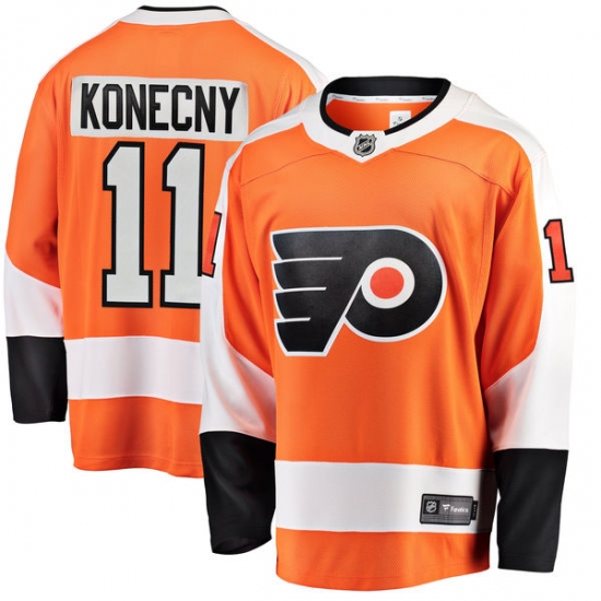 Men's Philadelphia Flyers 11 Travis Konecny Fanatics Branded Orange Home Breakaway NHL Jersey
