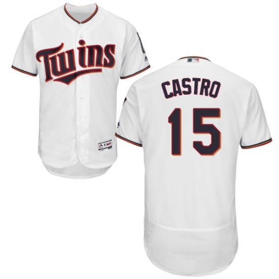 Men's Majestic Minnesota Twins 15 Jason Castro White Home Flex Base Authentic Collection MLB Jersey