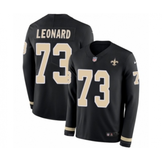 Men's Nike New Orleans Saints 73 Rick Leonard Limited Black Therma Long Sleeve NFL Jersey