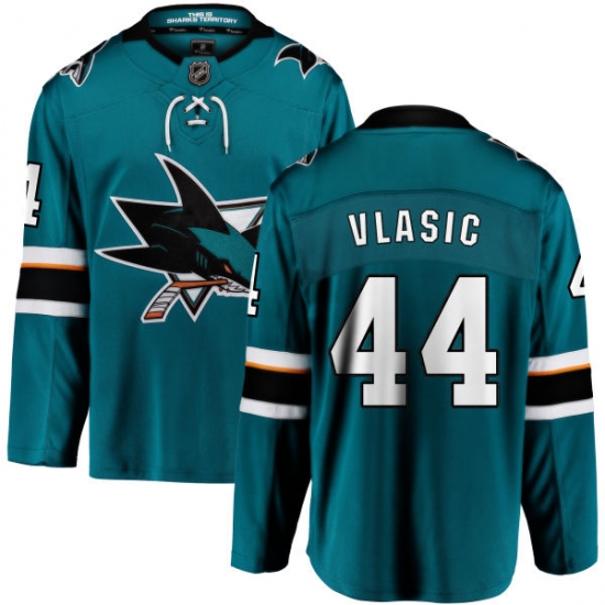 Men's San Jose Sharks 44 Marc-Edouard Vlasic Fanatics Branded Teal Green Home Breakaway NHL Jersey