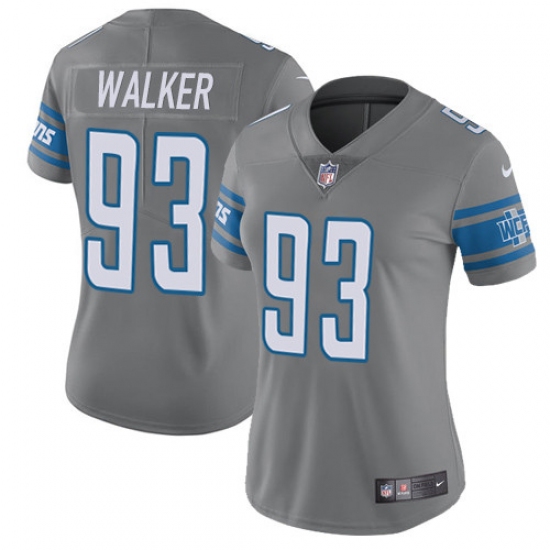 Women's Nike Detroit Lions 93 Tyrunn Walker Limited Steel Rush NFL Jersey