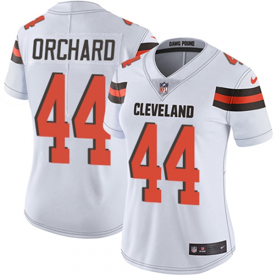 Women's Nike Cleveland Browns 44 Nate Orchard White Vapor Untouchable Limited Player NFL Jersey