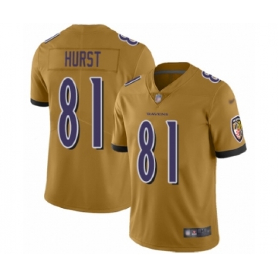 Youth Baltimore Ravens 81 Hayden Hurst Limited Gold Inverted Legend Football Jersey