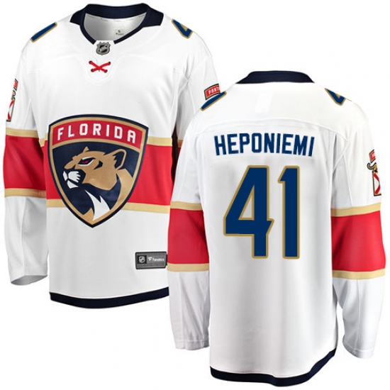 Men's Florida Panthers 41 Aleksi Heponiemi Fanatics Branded White Away Breakaway NHL Jersey