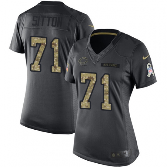 Women's Nike Chicago Bears 71 Josh Sitton Limited Black 2016 Salute to Service NFL Jersey