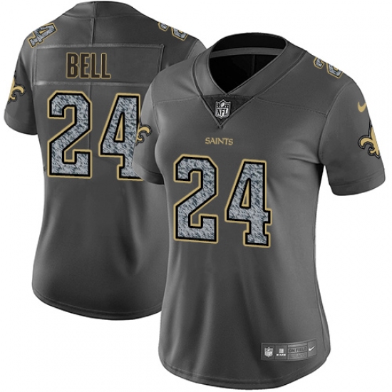 Women's Nike New Orleans Saints 24 Vonn Bell Gray Static Vapor Untouchable Limited NFL Jersey