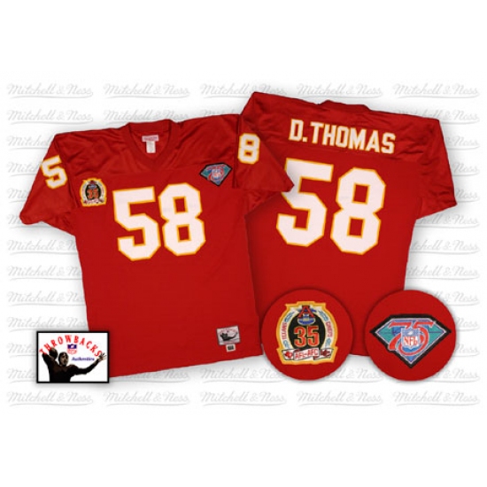 Mitchell And Ness Kansas City Chiefs 58 Derrick Thomas Red Authentic Throwback NFL Jersey