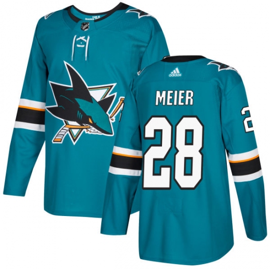 Youth Adidas San Jose Sharks 28 Timo Meier Authentic Teal Green Home NHL Jersey