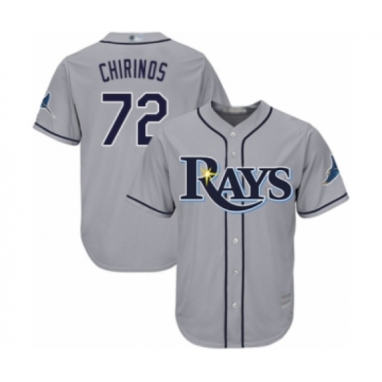 Youth Tampa Bay Rays 72 Yonny Chirinos Authentic Grey Road Cool Base Baseball Player Jersey