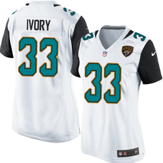 Women's Nike Jacksonville Jaguars 33 Chris Ivory Game White NFL Jersey