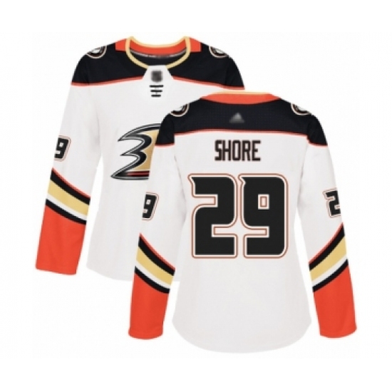 Women's Anaheim Ducks 29 Devin Shore Authentic White Away Hockey Jersey