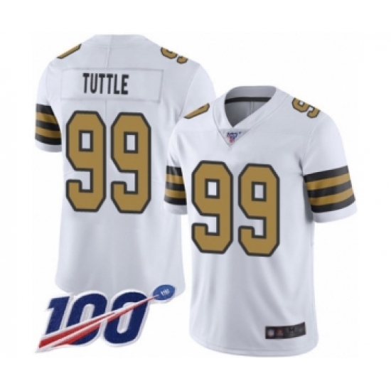 Youth New Orleans Saints 99 Shy Tuttle Limited White Rush Vapor Untouchable 100th Season Football Jersey