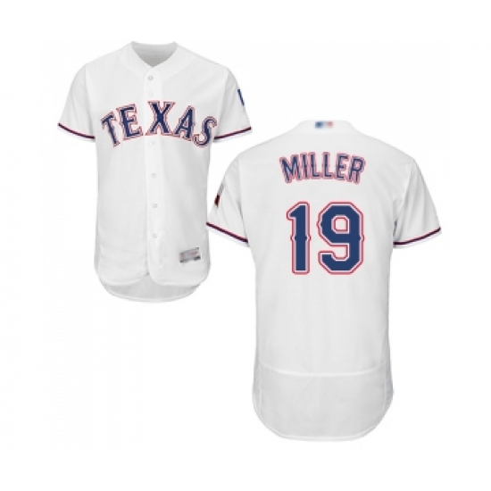 Men's Texas Rangers 19 Shelby Miller White Home Flex Base Authentic Collection Baseball Jersey